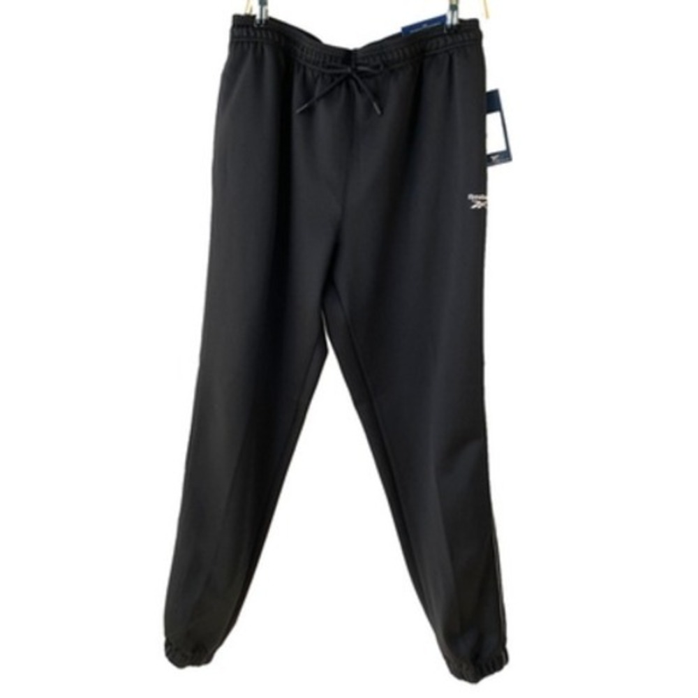 Reebok Jogger Sweatpants Men L Black Excel OB Slim Athletic Sport Drawstring NWT